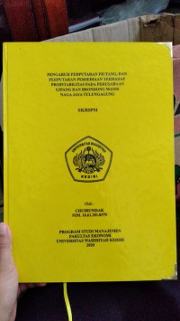 Pengaruh Perputaran Piutang, dan Perputaran Persediaan Terhadap Profitabilitas Pada Perusahaan Gipang dan Brondong Manis Naga Jaya Tulungagung