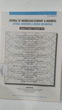 Jurnal Ekonomi & Bisnis Indonesia: Volume 25, Number 3, September 2010