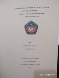 Proposal Penelitan : Pengaruh Inovasi Produk dan Harga Terhadap Keputusan Pembelian