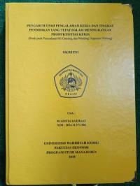 Pengaruh Upah Pengalaman Kerja Dan Tingkat Pendidikan Yang Tepat Dalam Meningkatkan Produktivitas Kerja