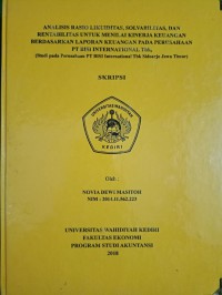 Analisis Rasio Likuiditas, Solvabilitas, Dan Rentabilitas Untuk Menilai Kinerja Keuangan Berdasarkan Laporan Keuangan